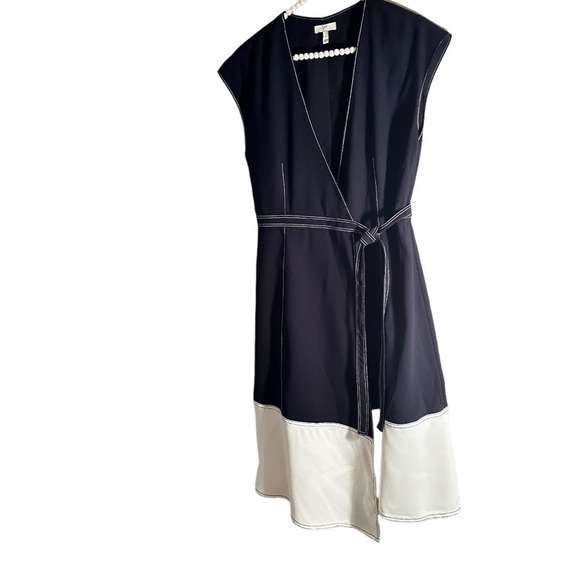JOIE Mahesa Wrap Dress Midi Midnight Navy and White Size Small - Picture 2 of 8